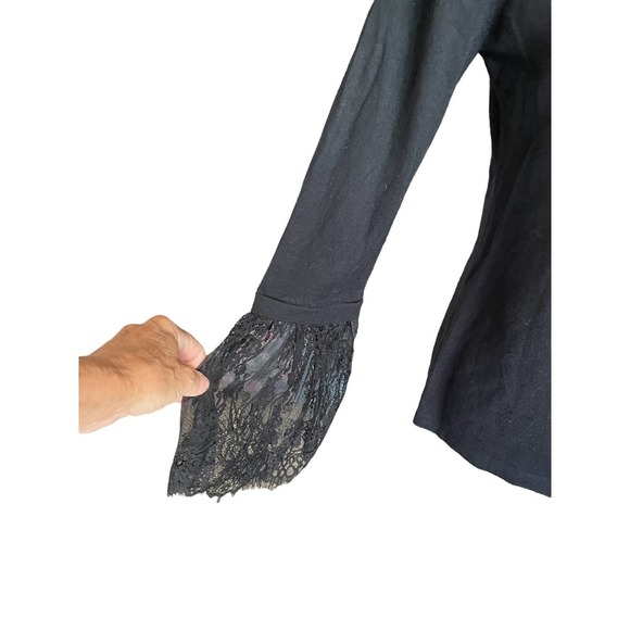 Vince Camuto Womens Beaded Crew Neck Sweatshirt Long Sleeve Size S Black - Picture 3 of 7